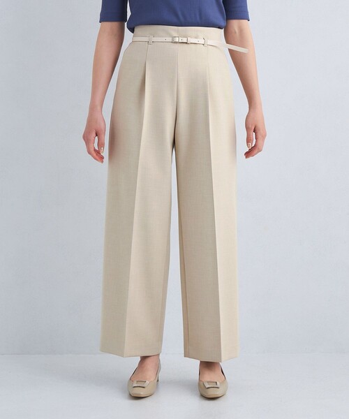 green label relaxing（グリーンレーベルリラクシング）の「［size SHORT/TALLあり］ダブルクロス ワイド パンツ ◇No02◇（スラックス・レディース・ブラック/グレー/ネイビー/ナチュラル・40/38/42/36/34/SHORT/TALL/44/46）」の14枚目の写真