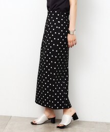 OPAQUE.CLIP | ドットプリント 麻混ストレッチナロースカート【洗濯機洗い可】(スカート)