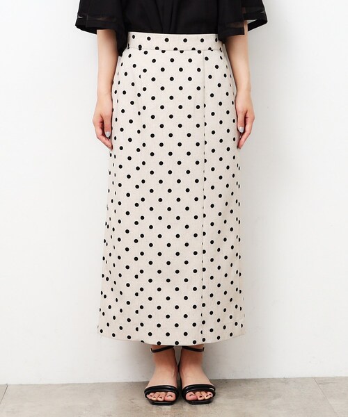 OPAQUE.CLIP（オペークドットクリップ）の「◆ドットプリント 麻混ストレッチナロースカート【洗濯機洗い可】（スカート・レディース・ベージュ系その他3/ブラック系・40/38/36）」の15枚目の写真