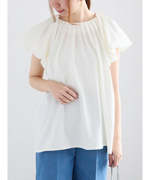 Te chichi(テチチ)の「バルーンフレンチスリーブブラウス(シャツ/ブラウス・レディース・オフホワイト/ブラック/ブルー・F)」の7枚目の写真