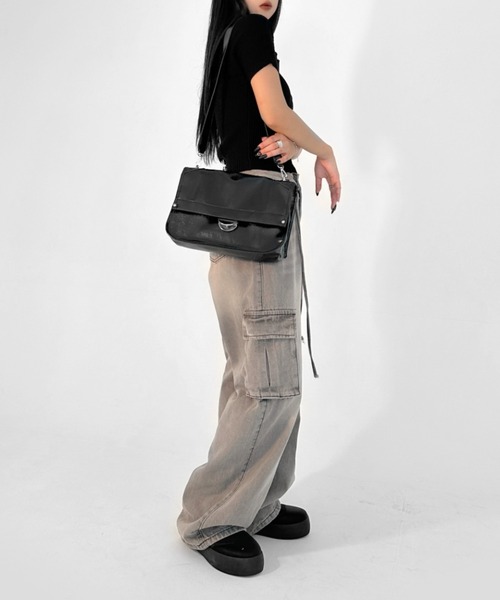 【LVEU.】ヴィンテージライクカーゴデニムパンツ / ボトムス デニム パンツ カーゴ 色落ち ヴィンテージ ワイド ルーズ ストレート グレー（デニムパンツ）｜LVEU.（ラブユ.）