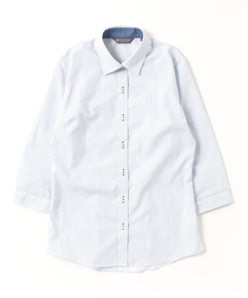 TOKYO SHIRTS(トウキョウシャツ)の「形態安定ノーアイロン ワイド 7分袖ビジネスワイシャツ(ビジネスシャツ・レディース・ブルー・XL/LL/M/L/S)」の5枚目の写真