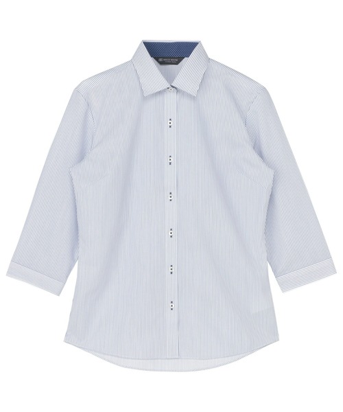 TOKYO SHIRTS(トウキョウシャツ)の「形態安定ノーアイロン ワイド 7分袖ビジネスワイシャツ(ビジネスシャツ・レディース・ブルー・XL/LL/M/L/S)」の1枚目の写真