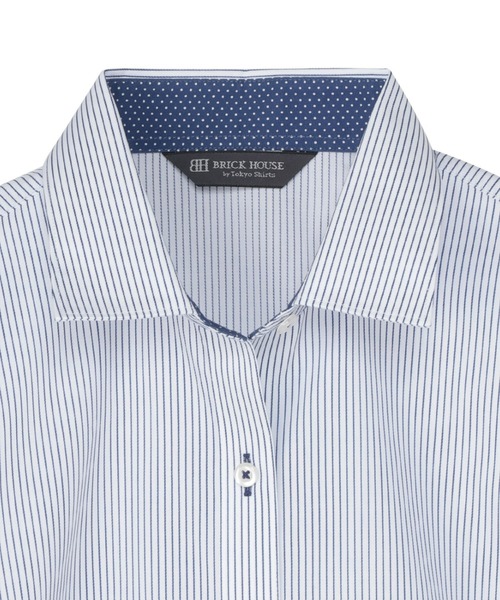 TOKYO SHIRTS(トウキョウシャツ)の「形態安定ノーアイロン ワイド 7分袖ビジネスワイシャツ(ビジネスシャツ・レディース・ブルー・XL/LL/M/L/S)」の2枚目の写真