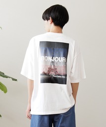 【大人向けサイズあり】【トリコロールコレクション】ボンジュールロゴバックプリントビッグTシャツ