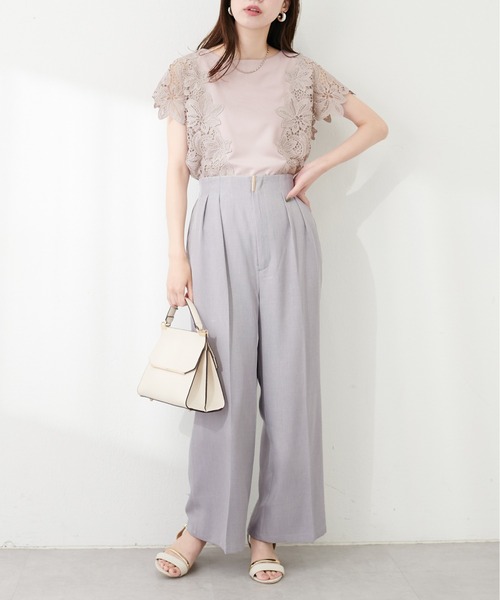 natural couture（ナチュラルクチュール）の「osonoゴールドバー付きタックパンツ（その他パンツ・レディース・ラベンダー/ライトベージュ/ブラック/グレー・MEDIUM/LARGE）」の13枚目の写真