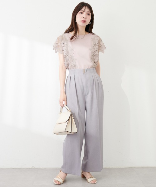 natural couture（ナチュラルクチュール）の「osonoゴールドバー付きタックパンツ（その他パンツ・レディース・ラベンダー/ライトベージュ/ブラック/グレー・MEDIUM/LARGE）」の12枚目の写真