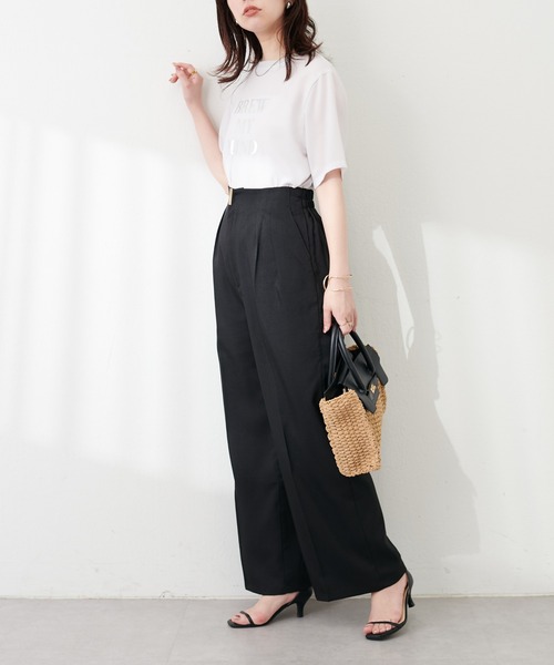 natural couture（ナチュラルクチュール）の「osonoゴールドバー付きタックパンツ（その他パンツ・レディース・ラベンダー/ライトベージュ/ブラック/グレー・MEDIUM/LARGE）」の17枚目の写真