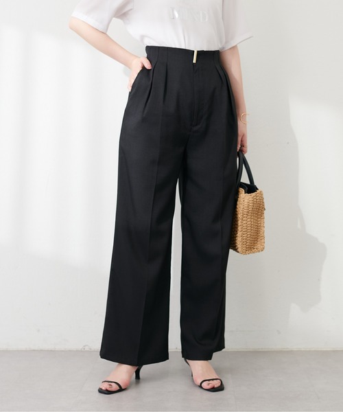 natural couture（ナチュラルクチュール）の「osonoゴールドバー付きタックパンツ（その他パンツ・レディース・ラベンダー/ライトベージュ/ブラック/グレー・MEDIUM/LARGE）」の20枚目の写真