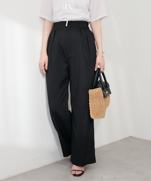 natural couture（ナチュラルクチュール）の「osonoゴールドバー付きタックパンツ（その他パンツ・レディース・ラベンダー/ライトベージュ/ブラック/グレー・MEDIUM/LARGE）」の18枚目の写真