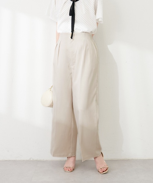 natural couture（ナチュラルクチュール）の「osonoゴールドバー付きタックパンツ（その他パンツ・レディース・ラベンダー/ライトベージュ/ブラック/グレー・MEDIUM/LARGE）」の7枚目の写真