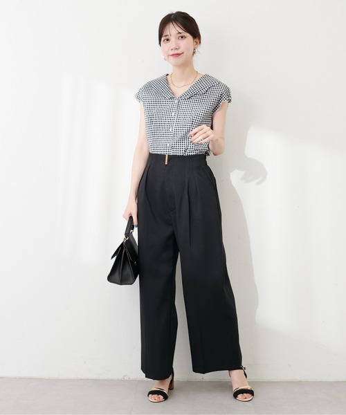 natural couture（ナチュラルクチュール）の「osonoゴールドバー付きタックパンツ（その他パンツ・レディース・ラベンダー/ライトベージュ/ブラック/グレー・MEDIUM/LARGE）」の21枚目の写真