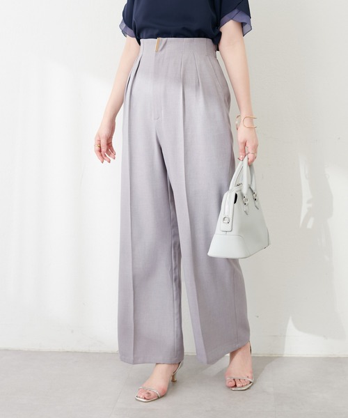 natural couture（ナチュラルクチュール）の「osonoゴールドバー付きタックパンツ（その他パンツ・レディース・ラベンダー/ライトベージュ/ブラック/グレー・MEDIUM/LARGE）」の11枚目の写真