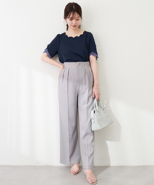 natural couture（ナチュラルクチュール）の「osonoゴールドバー付きタックパンツ（その他パンツ・レディース・ラベンダー/ライトベージュ/ブラック/グレー・MEDIUM/LARGE）」の8枚目の写真