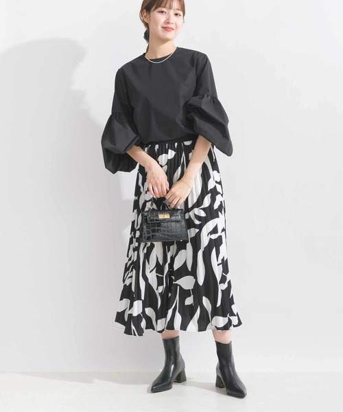 Lo-Fi（ローファイ）の「ボタニカル柄プリーツスカート（スカート・レディース・ブラック/オフホワイト・M）」の13枚目の写真