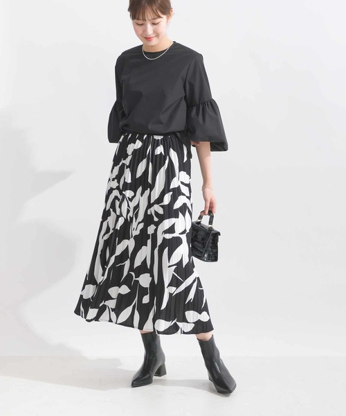 Lo-Fi（ローファイ）の「ボタニカル柄プリーツスカート（スカート・レディース・ブラック/オフホワイト・M）」の15枚目の写真