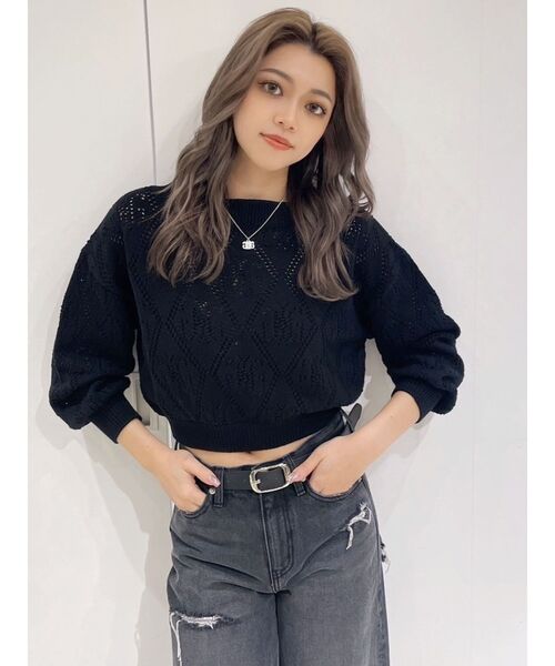トップス Geometric Hand Knit Twist Pattern Two Way Zipper Knit Cardigan CD20 - Korean