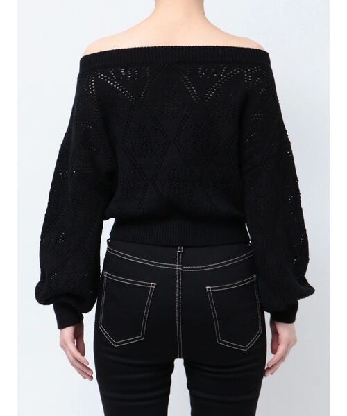 GYDA(ジェイダ)の「Symmetry GYDAアイレットオフショルニットトップス(ニット/セーター・レディース・ブラック/オフホワイト・FREE)」の11枚目の写真