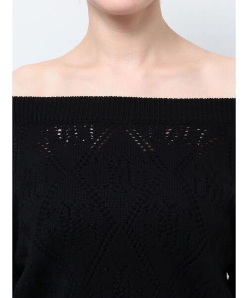 GYDA(ジェイダ)の「Symmetry GYDAアイレットオフショルニットトップス(ニット/セーター・レディース・ブラック/オフホワイト・FREE)」の10枚目の写真