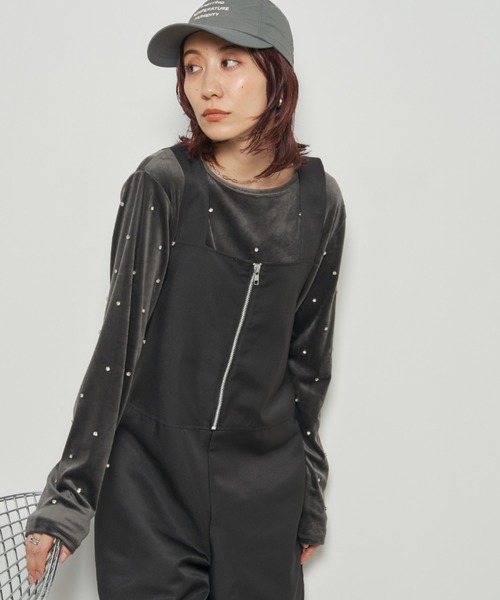 Auntie Rosa Holiday（アンティローザホリデー）の「ビジューベロアプルオーバー（Tシャツ/カットソー・レディース・チャコールグレー/アイボリー・FREE）」の16枚目の写真