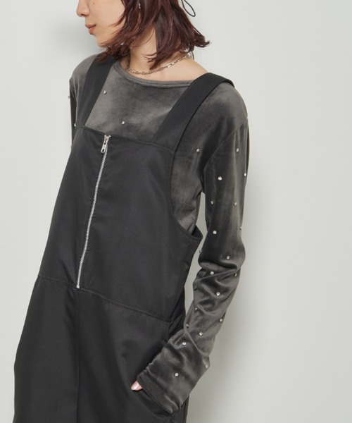 Auntie Rosa Holiday（アンティローザホリデー）の「ビジューベロアプルオーバー（Tシャツ/カットソー・レディース・チャコールグレー/アイボリー・FREE）」の18枚目の写真
