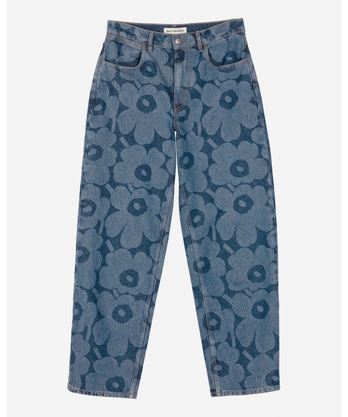 marimekko フラワーパターン デニムパンツ　29 Maridenim】 Unikko / Barrel Unikko jeans pants（デニムパンツ