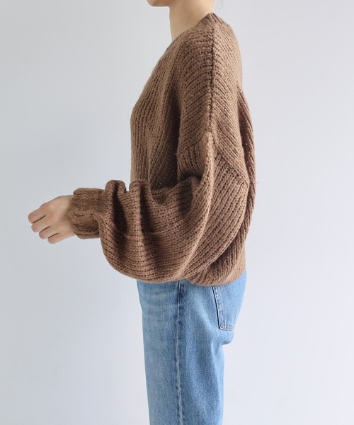 andme(アンドミー)の「モヘアライクショート丈シアーニットトップス(ニット/セーター・レディース・チャコールグレー/ブラウン/オフホワイト/ピンク・M)」の13枚目の写真
