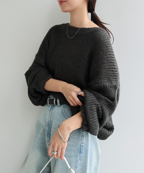 セール】モヘアライクショート丈シアーニットトップス（ニット