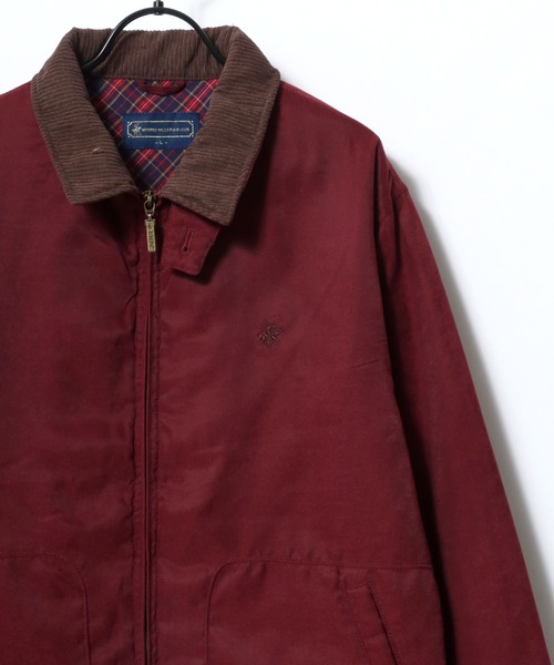BEVERLY HILLS POLO CLUB（ビバリーヒルズポロクラブ）の「BEVERLY HILLS POLO CLUB/ビバリーヒルズポロクラブ Hunting Jacket/襟コーデュロイ ショート丈 ロゴ ワンポイント刺繍 ハンティングジャケット/ブルゾン/レディース メンズ（ブルゾン・メンズ・レッド/ネイビー/グリーン・LL/L/M）」の1枚目の写真