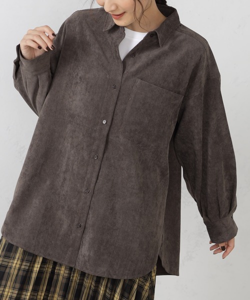 FOUND GOOD（ファウンドグッド）の「EASYコーデュロイシャツ（シャツ/ブラウス・レディース・ブルー系5/アイボリー/ベージュ/ブラウン系8/オレンジ系5・L/S/M）」の6枚目の写真