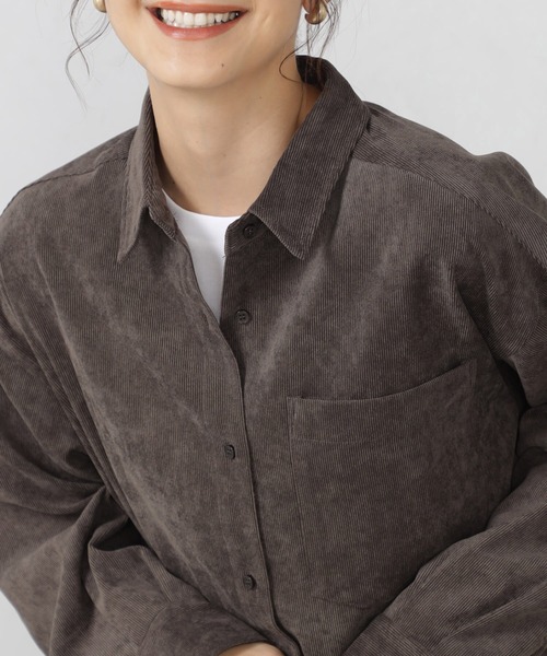 ✨美品✨45R トップスくてくてコーデュロイの908 イージーシャツ ブラウン EASYコーデュロイシャツ（シャツ/ブラウス）｜FOUND GOOD（ファウンド