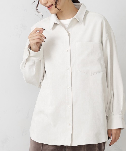 FOUND GOOD（ファウンドグッド）の「EASYコーデュロイシャツ（シャツ/ブラウス・レディース・ブルー系5/アイボリー/ベージュ/ブラウン系8/オレンジ系5・L/S/M）」の15枚目の写真