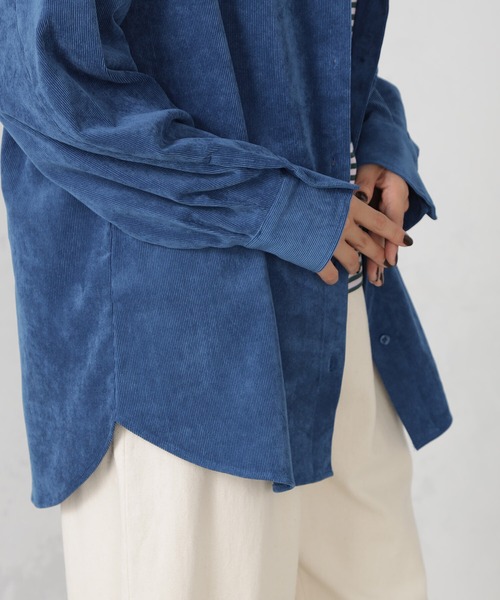 FOUND GOOD（ファウンドグッド）の「EASYコーデュロイシャツ（シャツ/ブラウス・レディース・ブルー系5/アイボリー/ベージュ/ブラウン系8/オレンジ系5・L/S/M）」の21枚目の写真