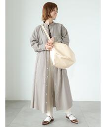 Lugnoncure | 【イージーケア】バンドカラーシャツワンピース(ワンピース)