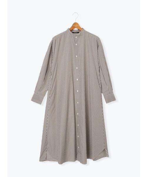 Lugnoncure（ルノンキュール）の「【イージーケア】バンドカラーシャツワンピース（ワンピース・レディース・オフホワイト/ブラウン/ブルー・F）」の9枚目の写真