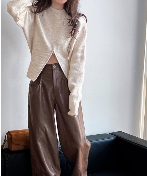 FREE STYLISTS（フリー スタイリスト）の「YUGA_YGMC　センタージップ クロップドPO（ニット/セーター・レディース・グレー/オフホワイト/モカ・FREE）」の10枚目の写真