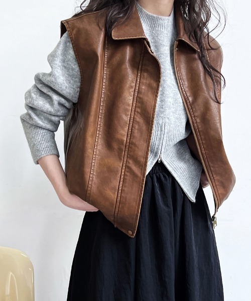 FREE STYLISTS（フリー スタイリスト）の「YUGA_YGMC　センタージップ クロップドPO（ニット/セーター・レディース・グレー/オフホワイト/モカ・FREE）」の20枚目の写真