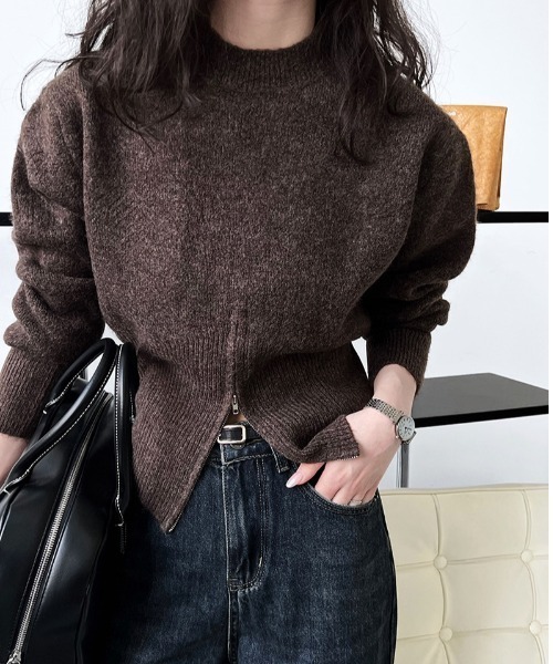 FREE STYLISTS（フリー スタイリスト）の「YUGA_YGMC　センタージップ クロップドPO（ニット/セーター・レディース・グレー/オフホワイト/モカ・FREE）」の22枚目の写真