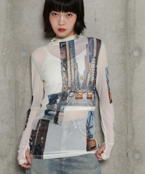 ROSE BUD（ローズバッド）の「プリントシアーインナー（Tシャツ/カットソー・レディース・ブラック/ホワイト/ホワイト系その他・FREE）」の3枚目の写真