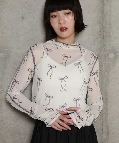 【セール】プリントシアーインナー（Tシャツ/カットソー）｜ROSE BUD（ローズバッド）