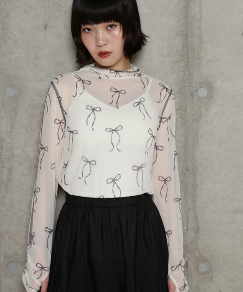 ROSE BUD（ローズバッド）の「プリントシアーインナー（Tシャツ/カットソー・レディース・ブラック/ホワイト/ホワイト系その他・FREE）」の11枚目の写真