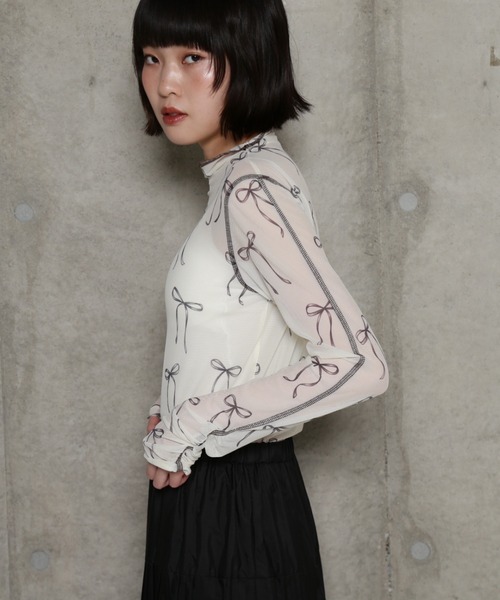 ROSE BUD（ローズバッド）の「プリントシアーインナー（Tシャツ/カットソー・レディース・ブラック/ホワイト/ホワイト系その他・FREE）」の12枚目の写真