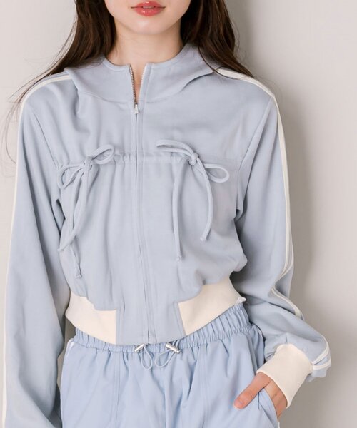 OLIVE des OLIVE（オリーブデオリーブ）の「胸ドロストパーカー（Tシャツ/カットソー・レディース・ブラウン/サックスブルー/ブラック/トップグレー・FREE）」の11枚目の写真