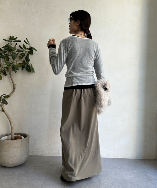 DouDou（ドゥドゥ）の「2枚SETニット（ニット/セーター・レディース・レッド/オフホワイト/グレー・FREE）」の4枚目の写真