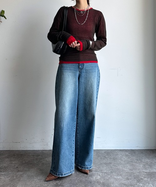 DouDou（ドゥドゥ）の「2枚SETニット（ニット/セーター・レディース・レッド/オフホワイト/グレー・FREE）」の6枚目の写真