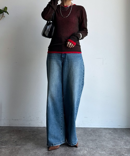 DouDou（ドゥドゥ）の「2枚SETニット（ニット/セーター・レディース・レッド/オフホワイト/グレー・FREE）」の7枚目の写真