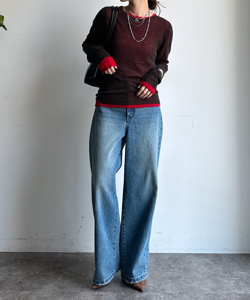 DouDou（ドゥドゥ）の「2枚SETニット（ニット/セーター・レディース・レッド/オフホワイト/グレー・FREE）」の8枚目の写真