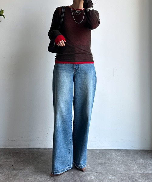 DouDou（ドゥドゥ）の「2枚SETニット（ニット/セーター・レディース・レッド/オフホワイト/グレー・FREE）」の9枚目の写真