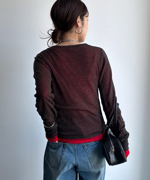 DouDou（ドゥドゥ）の「2枚SETニット（ニット/セーター・レディース・レッド/オフホワイト/グレー・FREE）」の13枚目の写真