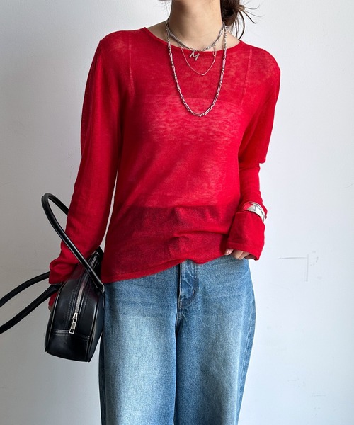 DouDou（ドゥドゥ）の「2枚SETニット（ニット/セーター・レディース・レッド/オフホワイト/グレー・FREE）」の15枚目の写真